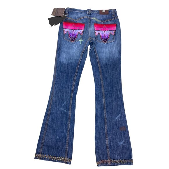 NWT Vintage Antik Denim Jeans Women's Sz 28 Y2K Bootcut Flare Hippie Embroidered - Picture 3 of 15